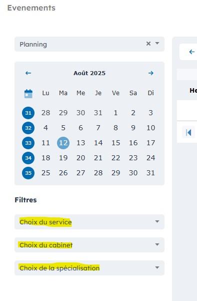 filtres évènements
